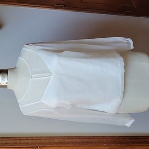 White House Black Market Long Sleeve Sheer Keyhole Back Blouse size 10